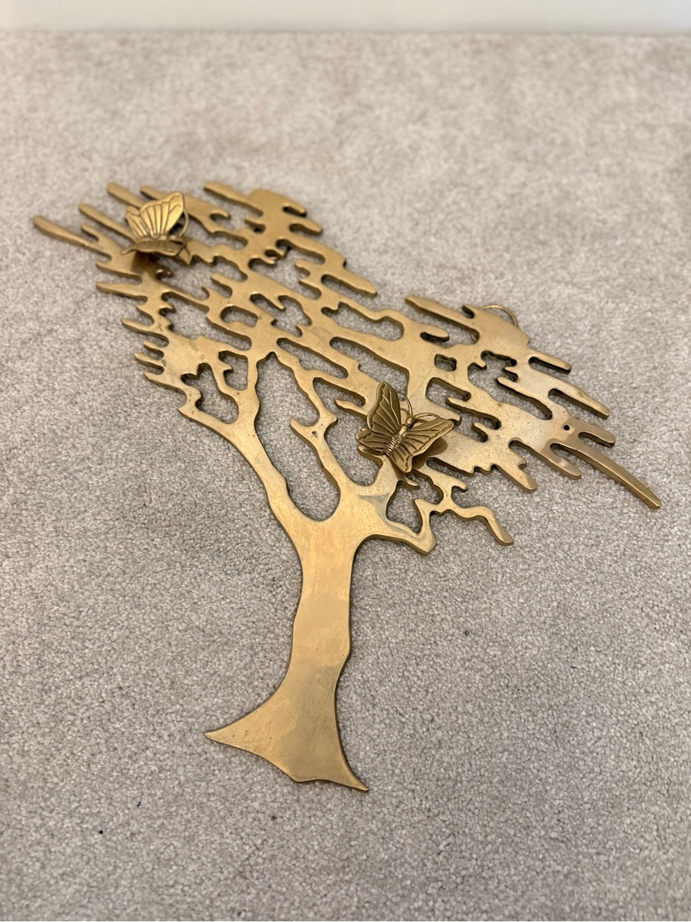 17" Vintage Brass Bonsai Tree Wall Hanging | Wall Mounted Brass tree